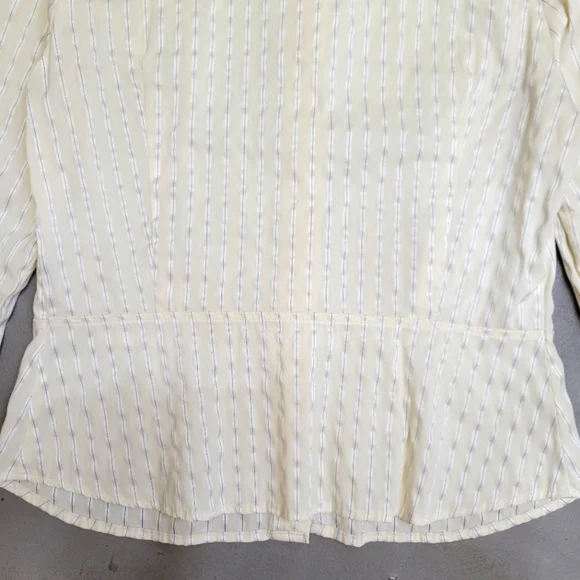 ITALIAN FABRIC Adorable Stripe Peplum Blouse with Pearl Buttons Size M - Picture 10 of 11